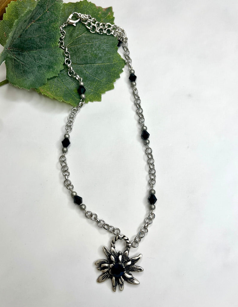 Elegant Edelweiss Chain Necklace Jewelry Kristen Hunger Creative Designs Black 