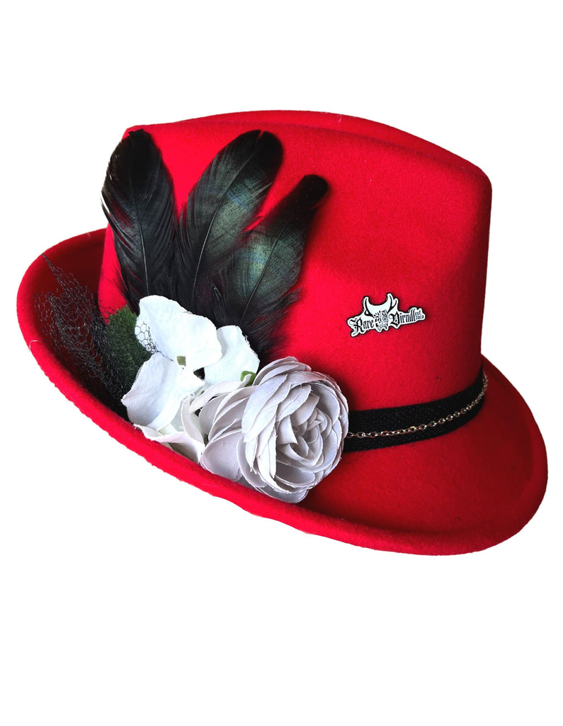 Red Wool Bavarian Style Hat Accessories Rare Dirndl 
