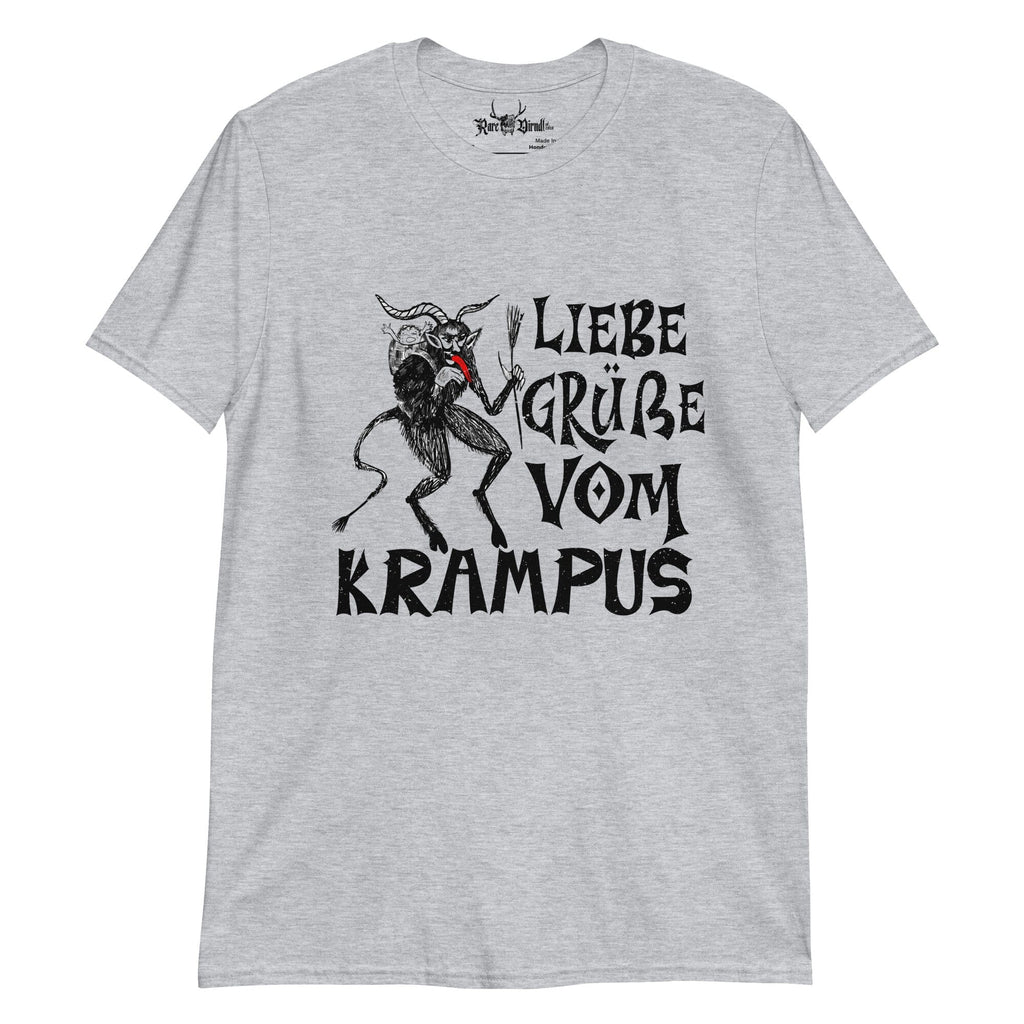 'Liebe Grüße vom Krampus' Short-Sleeve Unisex T-Shirt | Grey Krampus Rare Dirndl Sport Grey S 