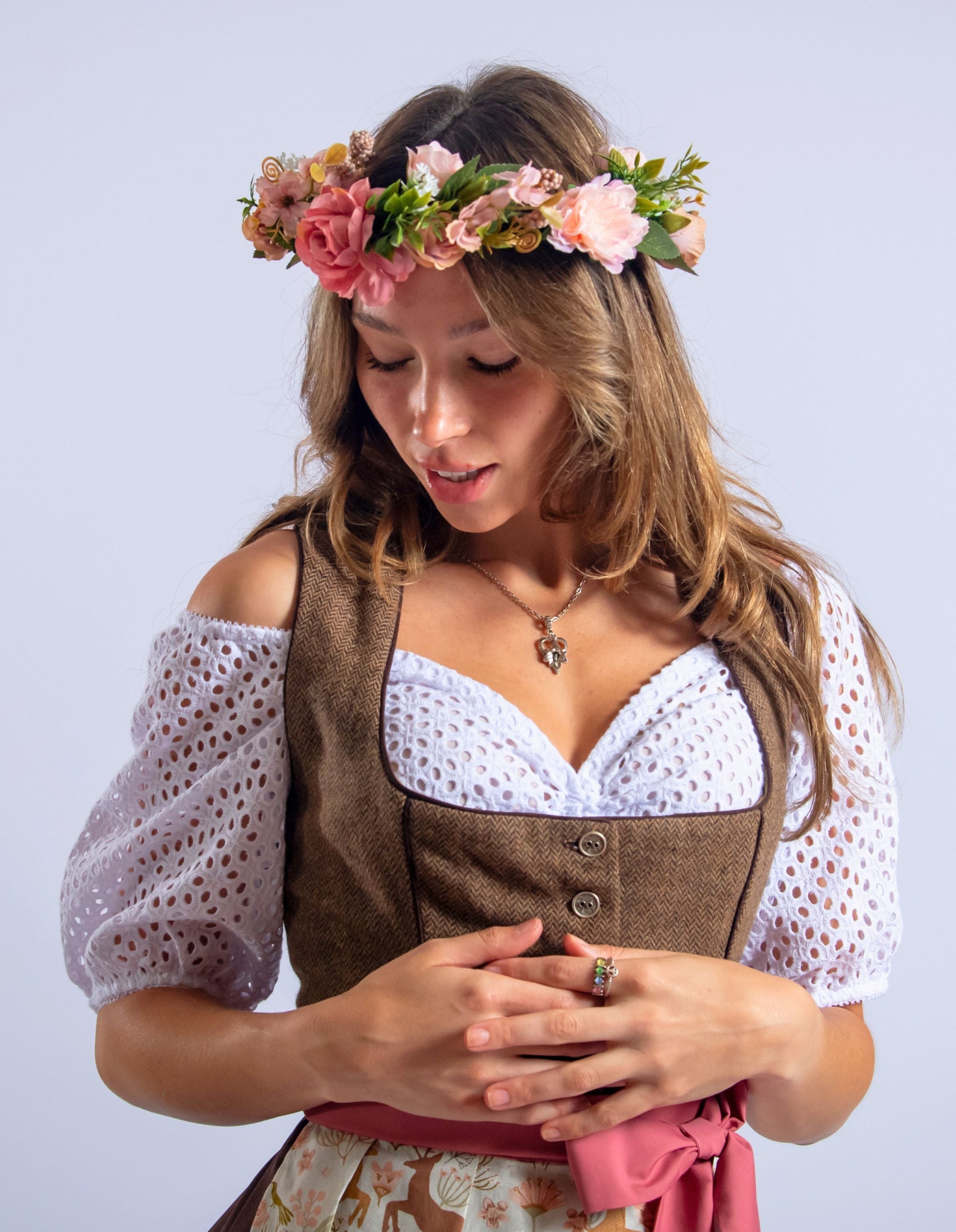dirndl dress women Green Oktoberfest Bavarian Traditional Midi Lace Embroidery cool dry and cool iron.Imported from Germany. Handmade Dirndls made in the
