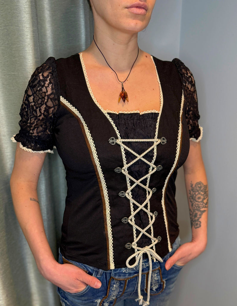 Black & Taupe Knit Dirndl Top Separates MarJo Leder & Tracht 