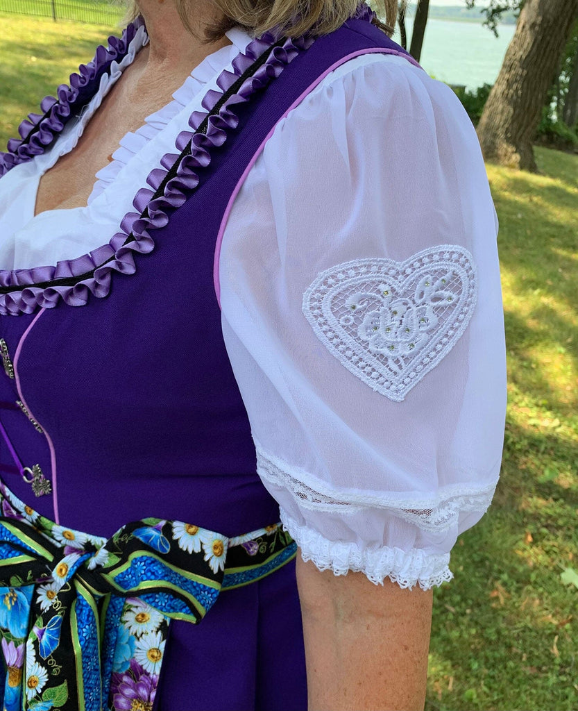 Dirndl Blouse with Heart Sleeve Inset Blouses Marjo Trachten 