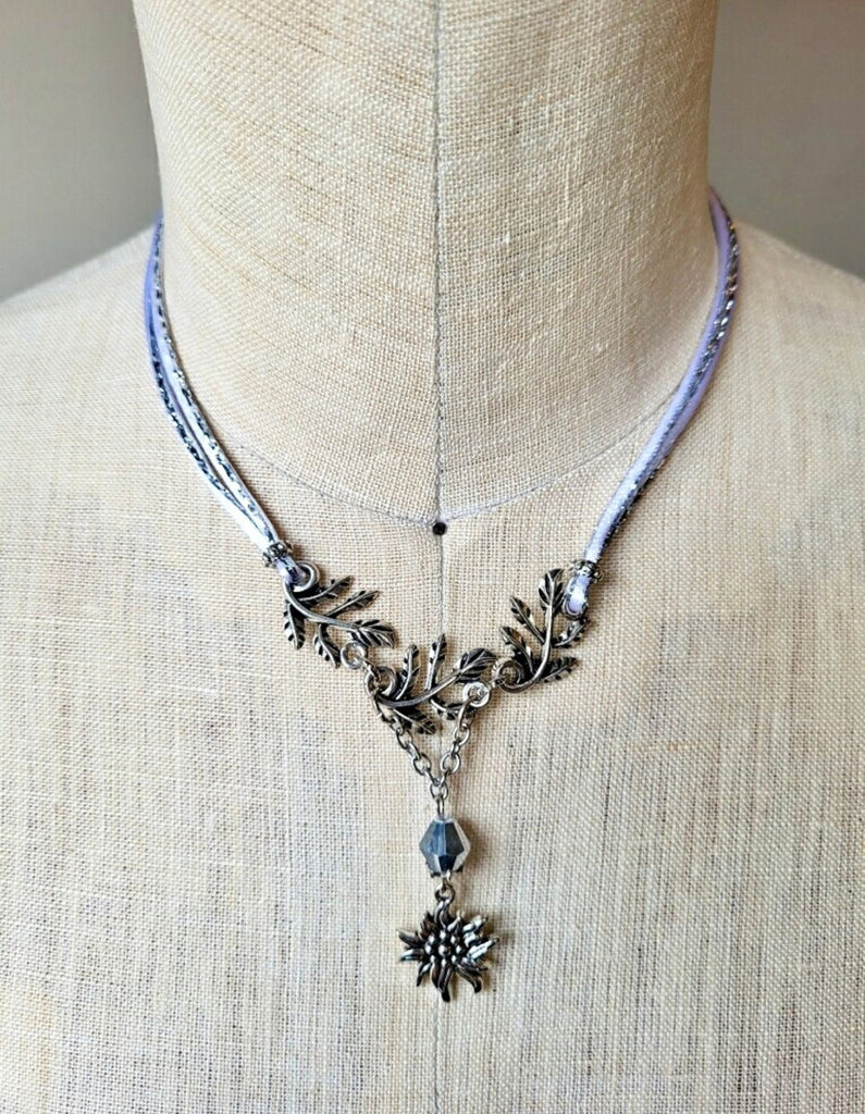Edelweiss & Vine Necklace Jewelry Kristen Hunger Creative Designs White/Silver 