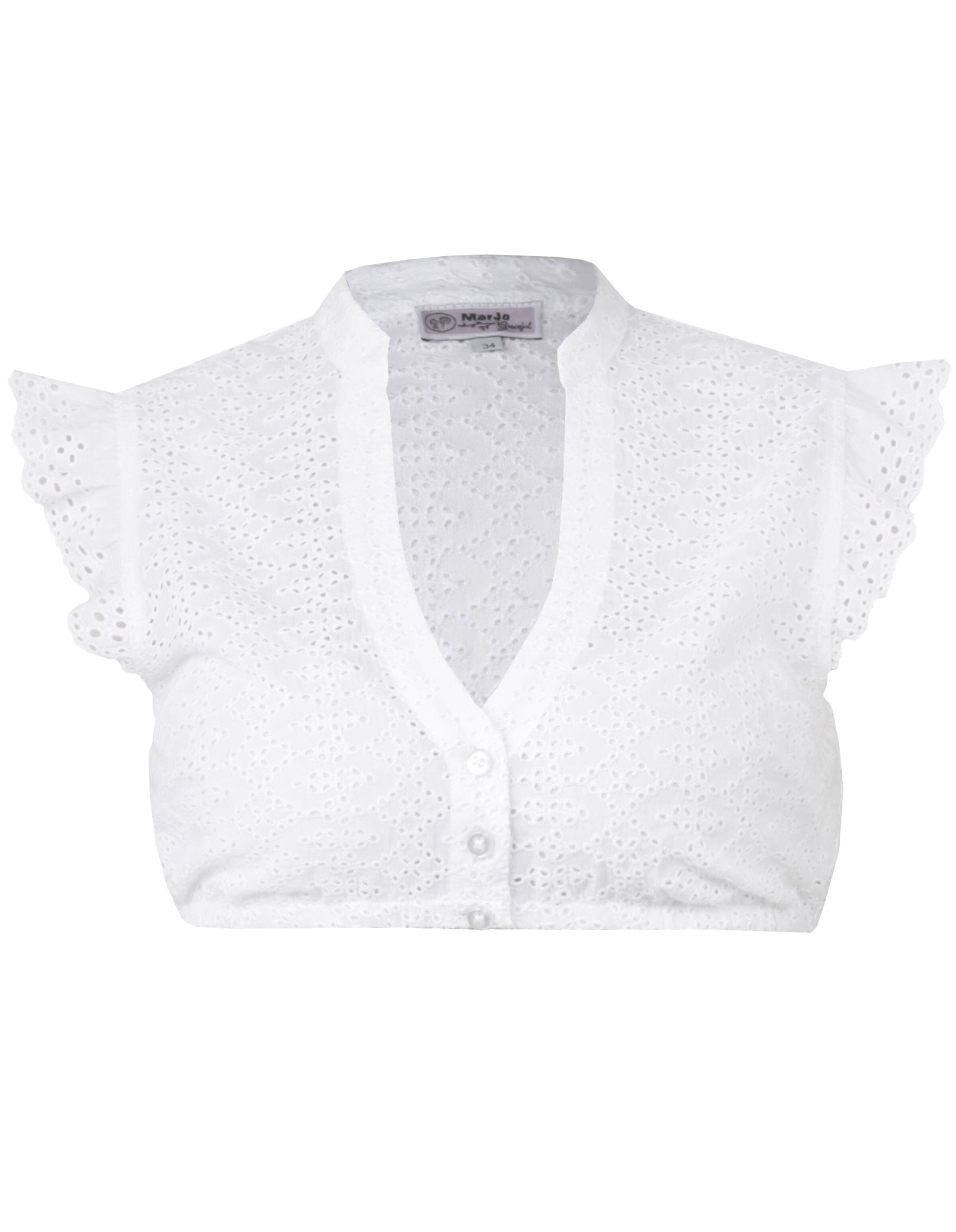 Chemisier Dirndl Femme En Dentelle - Blouse Bavaroise Manches Courtes Blanc Pour Oktoberfest - Tissu Élastique Et Confortable - 9