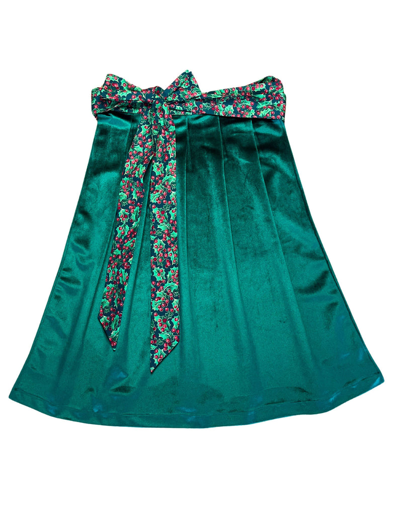 Holiday Apron - MADE TO ORDER Apron Rare Dirndl Velvet with Holly 