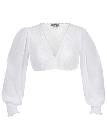Long Puff-Sleeve Dirndl Blouse