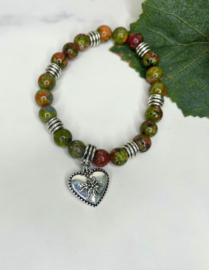 Natural Stone Edelweiss Bracelets Jewelry Kristen Hunger Creative Designs #5 - Unakite Jasper Stone 