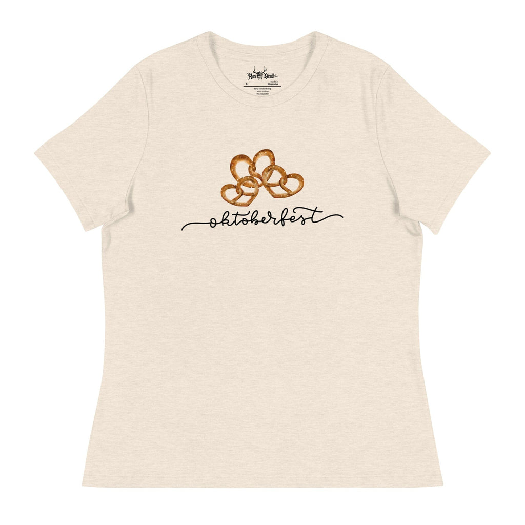 Oktoberfest & Pretzel Heart Women's T-Shirt POD Rare Dirndl 