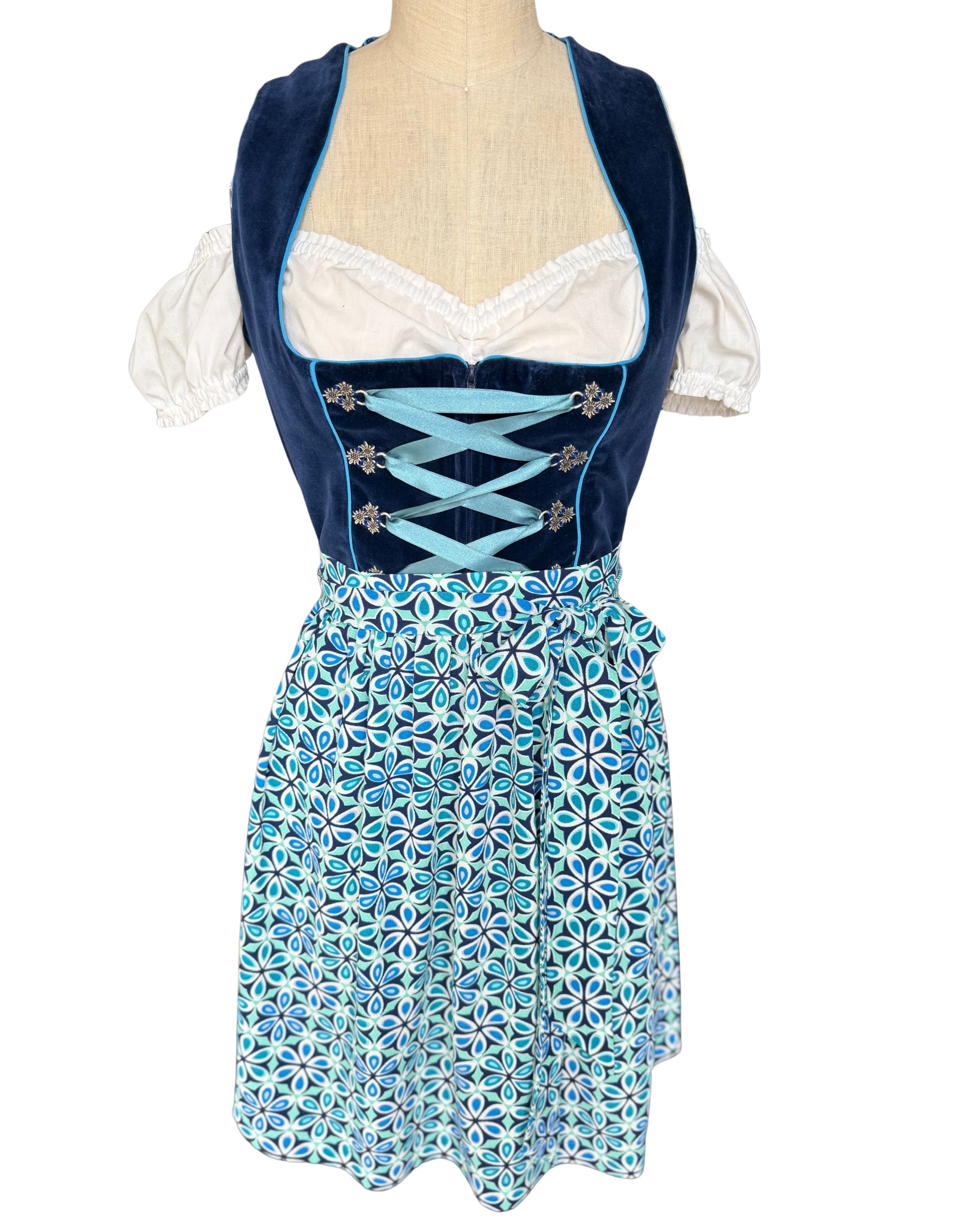 blue german dress Long Blue Bavarian Bliss: German Oktoberfest Dirndl Dress Set for Bava   Dirndl Trachten Haus