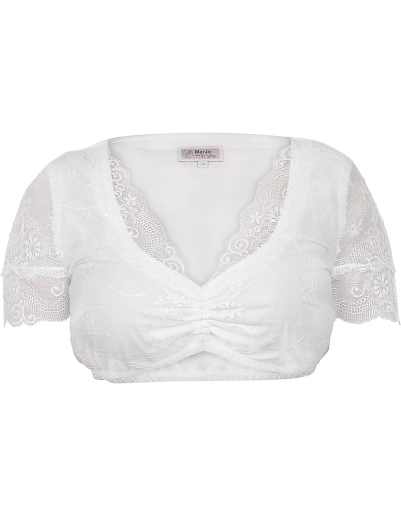 Sweetheart Dirndl Blouse with Lace Overlay Blouses Marjo Trachten 