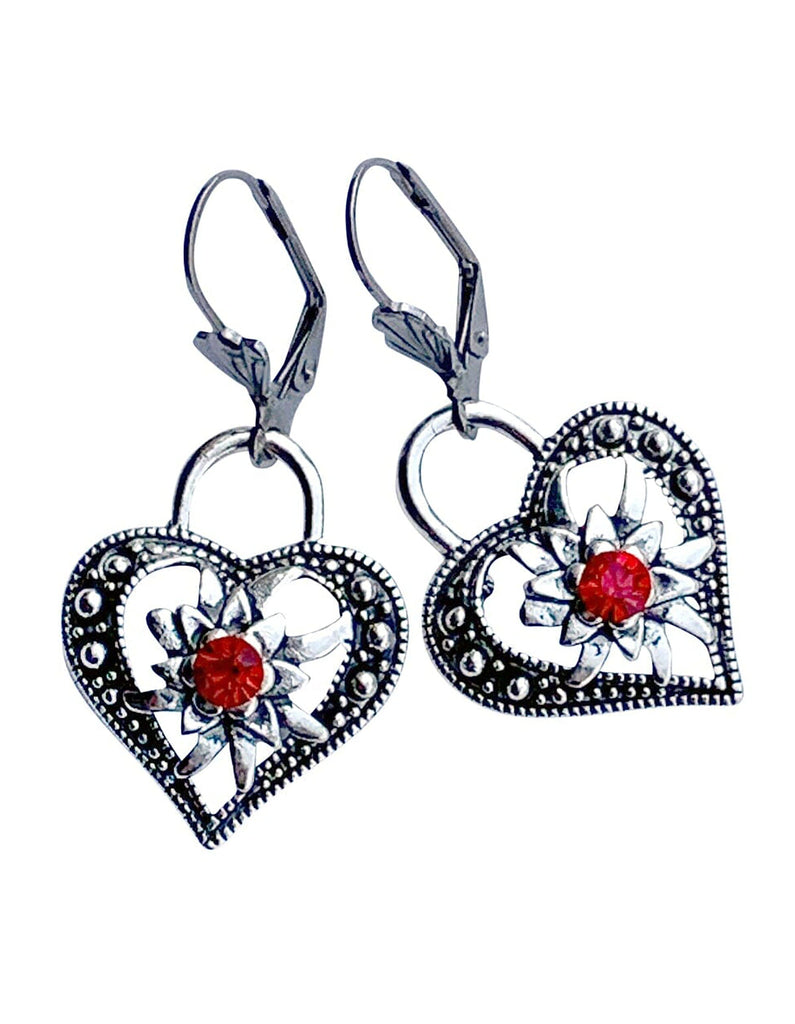 Edelweiss & Heart Lock Dangle Earrings Jewelry Kristen Hunger Creative Designs 