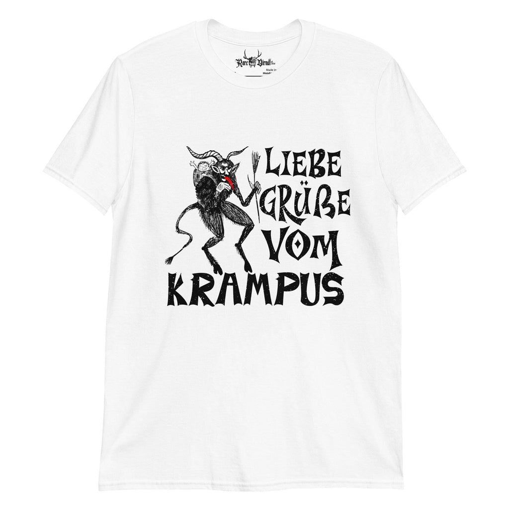 'Liebe Grüße vom Krampus' Short-Sleeve Unisex T-Shirt | White Krampus Rare Dirndl S 