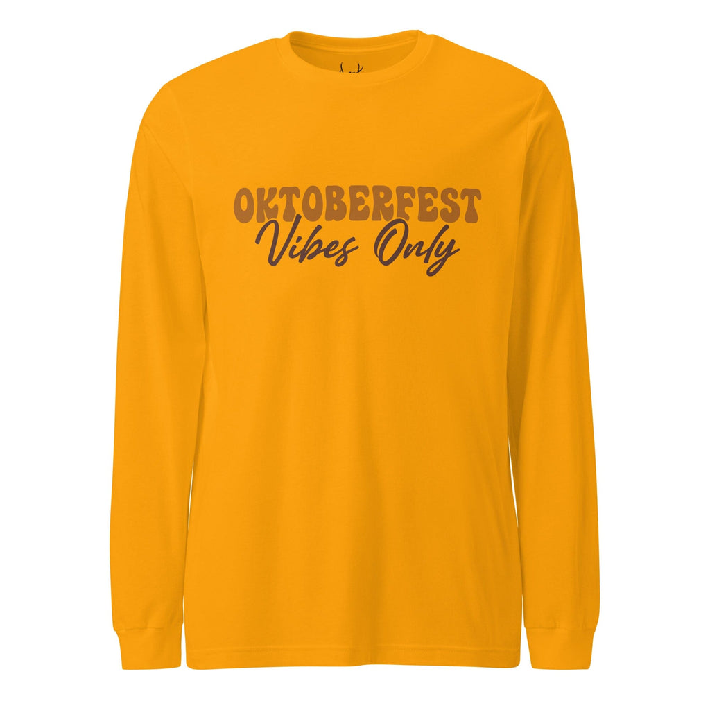 Oktoberfest Vibes Only Unisex Long Sleeve Tee Rare Dirndl Gold XS 