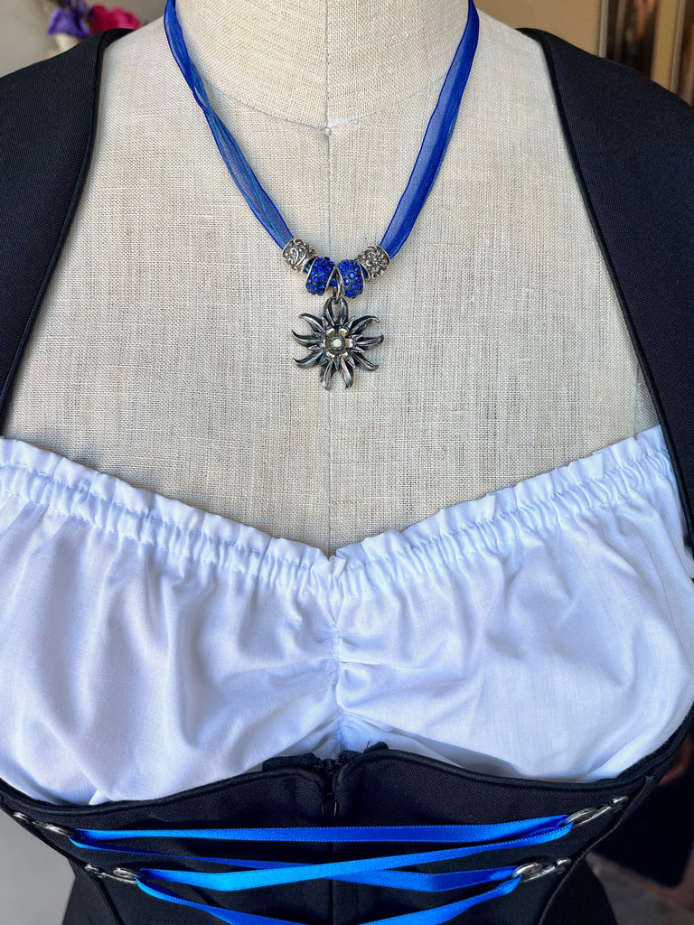 Edelweiss Ribbon Necklace Jewelry Kristen Hunger Creative Designs Royal Blue