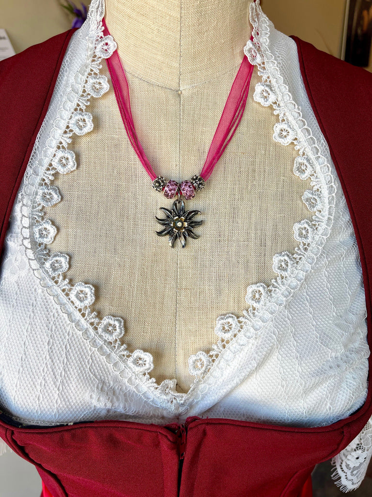 Edelweiss Ribbon Necklace Jewelry Kristen Hunger Creative Designs Pink