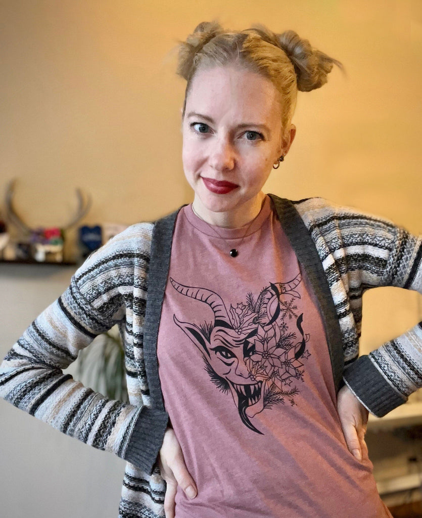 Festive Krampus Women's T-Shirt | Mauve Krampus Rare Dirndl